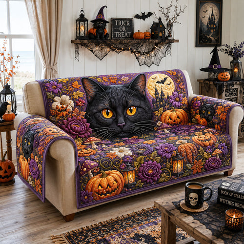 Harvest Moon Cat Quilted Sofa Cover GFTOHNL2098
