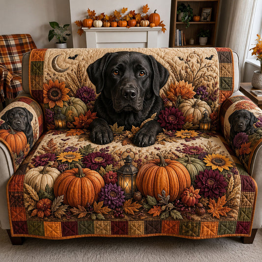 Midnight Pumpkin Labrador Quilted Sofa Cover GFTOHNL2100