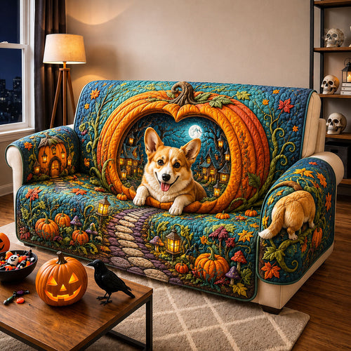 Enchanted Pumpkin Journey Quilted Sofa Cover GFTOHNL2106