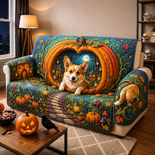 Enchanted Pumpkin Journey Quilted Sofa Cover GFTOHNL2106