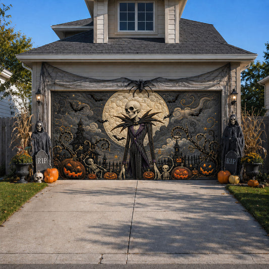 Moonlit Skeleton Carnival Garage Door Banner GFTOHNL2149