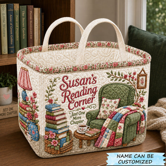 Cozy Reading Corner Quilted Storage Basket QTCUZ GFTOHNL2177
