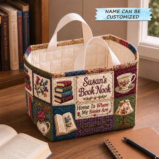 Home Is Where My Books Are Quilted Storage Basket QTCUZ GFTOHNL2180