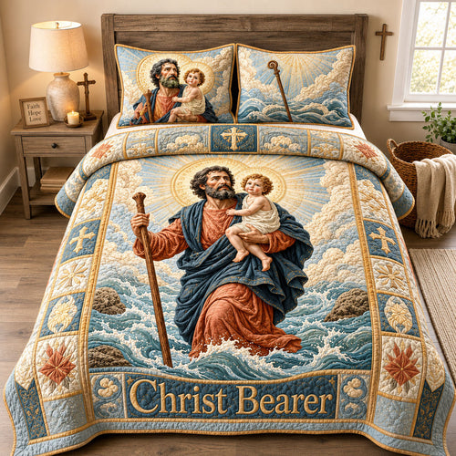 Christ Bearer Light Across The Sea 3-Piece Quilted Bedding Set GFTOHNL2185