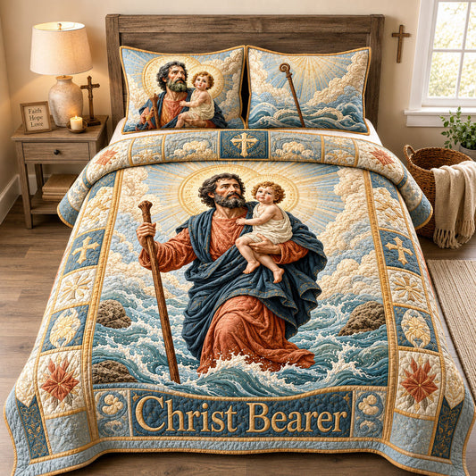 Christ Bearer Light Across The Sea 3-Piece Quilted Bedding Set GFTOHNL2185