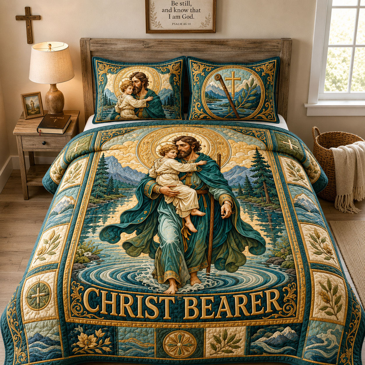 Christ Bearer Embrace Of Faith 3-Piece Quilted Bedding Set GFTOHNL2187