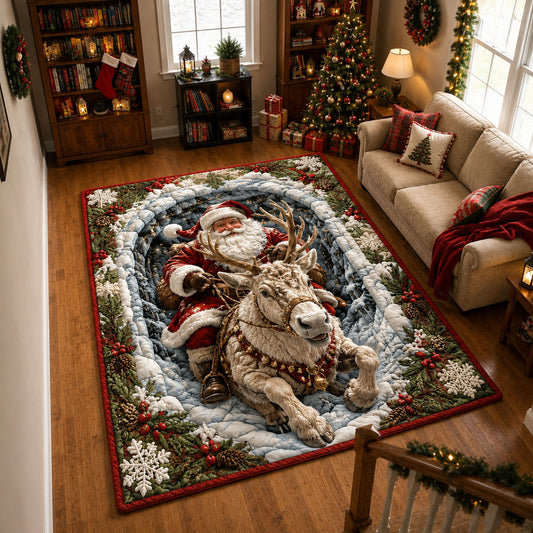 Santa And Faithful Reindeer Area Rug GFTOHNL2192