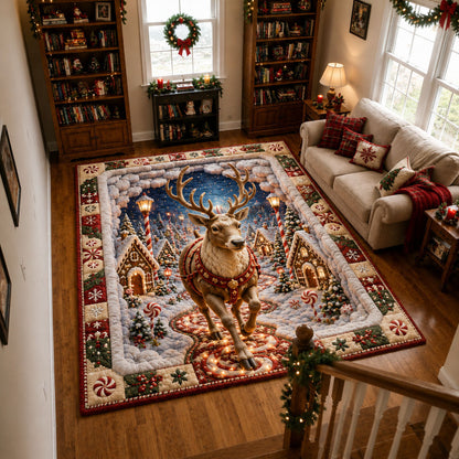 Reindeer Journey Through Candyland Area Rug GFTOHNL2194