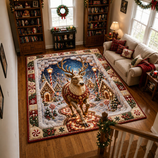 Reindeer Journey Through Candyland Area Rug GFTOHNL2194