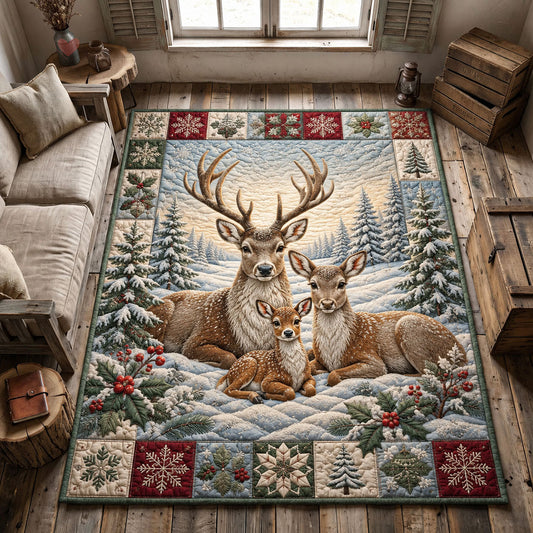 Christmas Deer Family Area Rug GFTOHNL2197