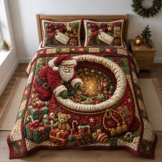 Santa Magic Gift Tunnel 3-Piece Quilted Bedding Set GFTOHNL2224