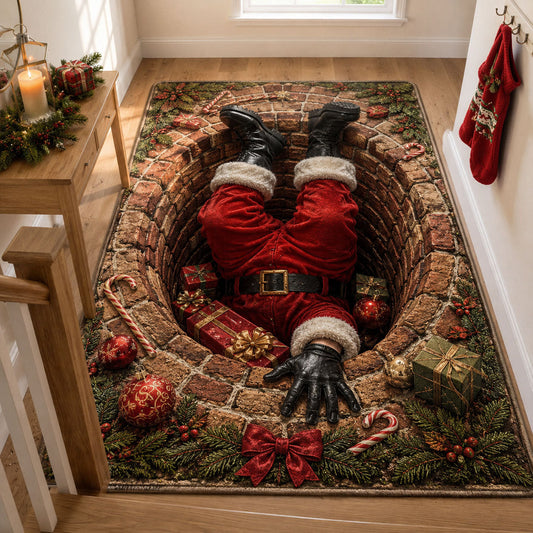 Santa Chimney Tumble Area Rug GFTOHNL2227