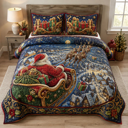 Santa Cozy Night 3-Piece Quilted Bedding Set GFTOHNL2256