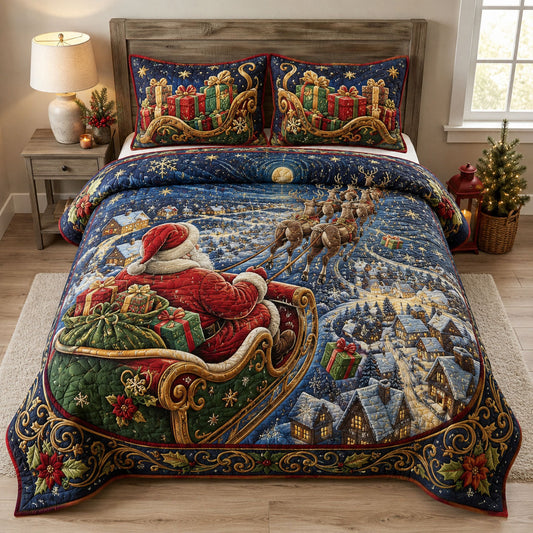 Santa Cozy Night 3-Piece Quilted Bedding Set GFTOHNL2256