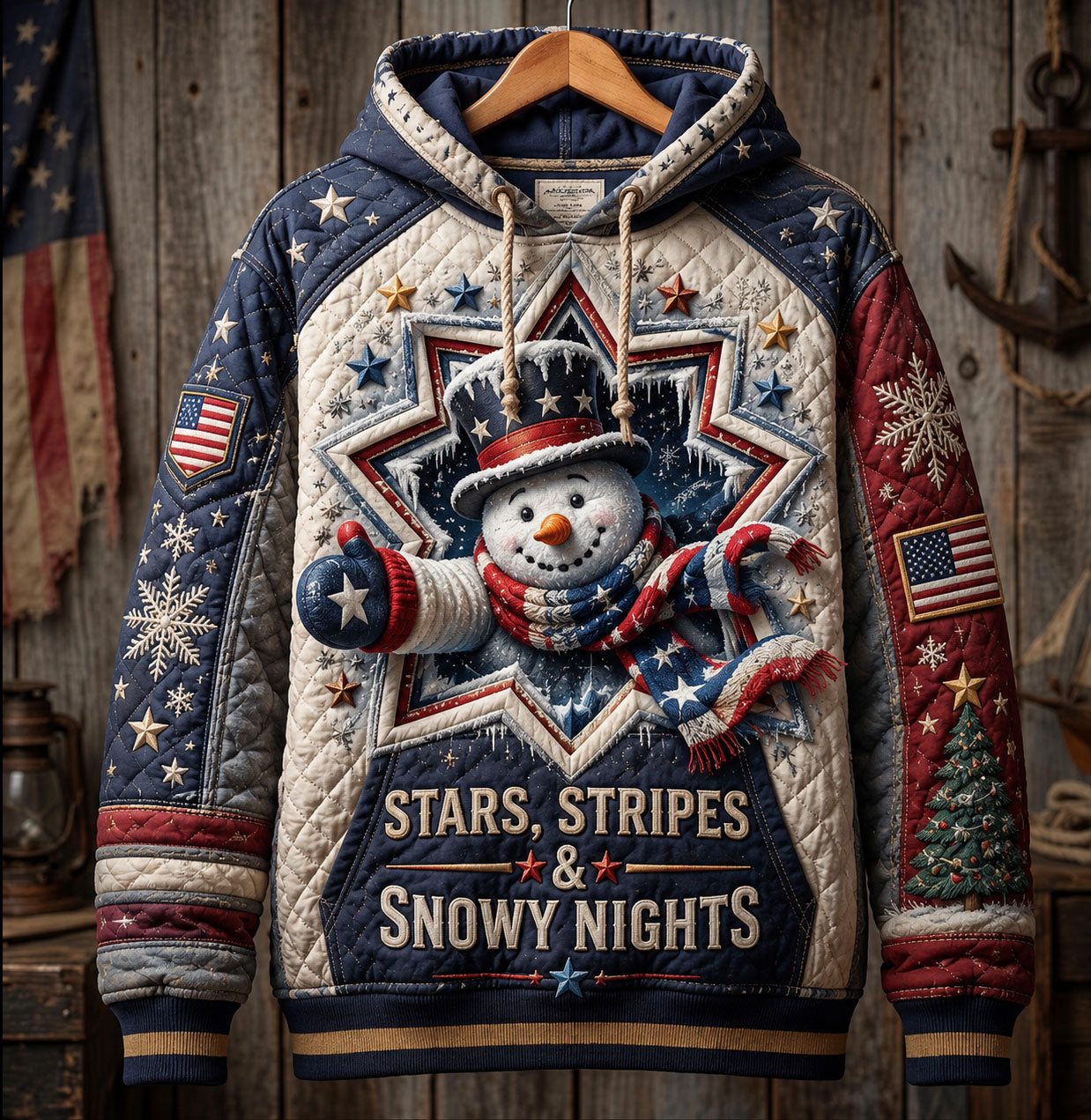 Stars Stripes Snowy Nights Hoodie GFTOHNL2260