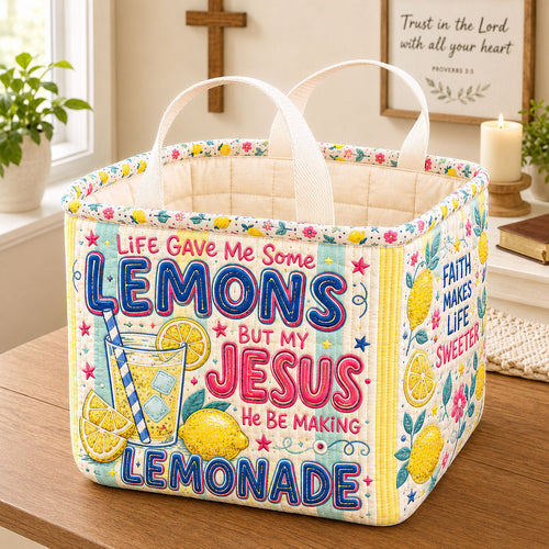 Jesus Turns Lemons Into Lemonade Quilted Storage Basket GFTOHNL2268