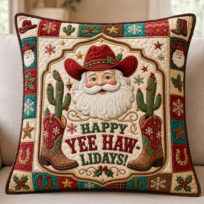 Happy Yee Haw Lidays Santa Quilted Pillow Case GFTOHNL2277
