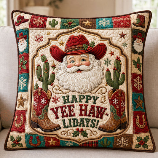 Happy Yee Haw Lidays Santa Quilted Pillow Case GFTOHNL2277