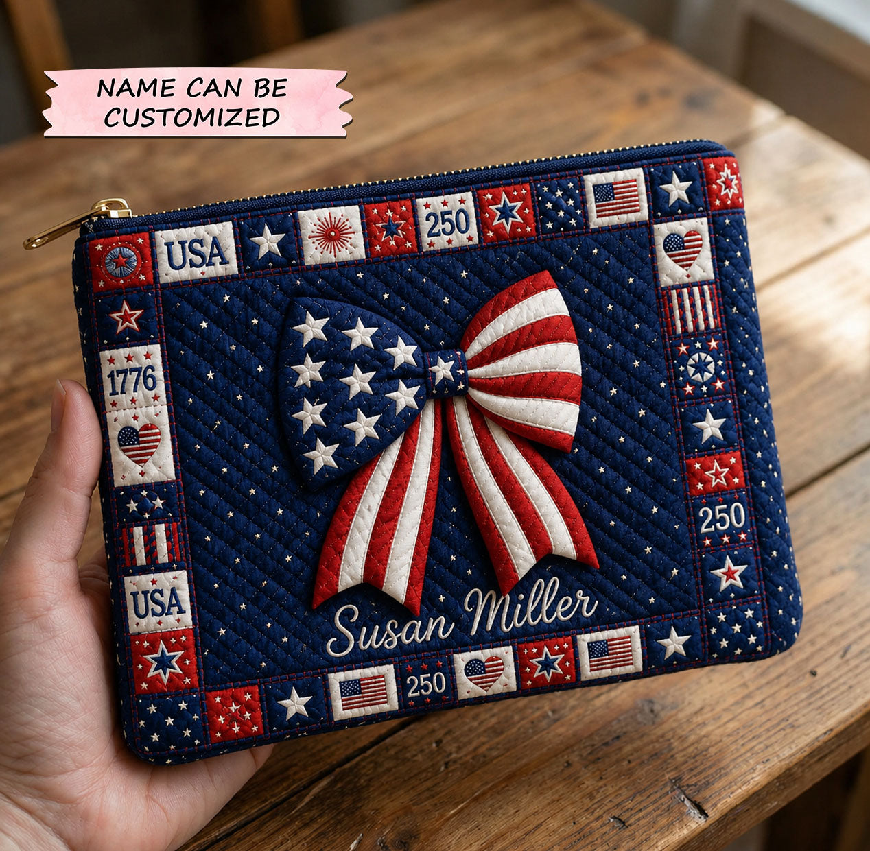Patriotic Bow America 250 Quilted Purse GFTOHNL228 C1