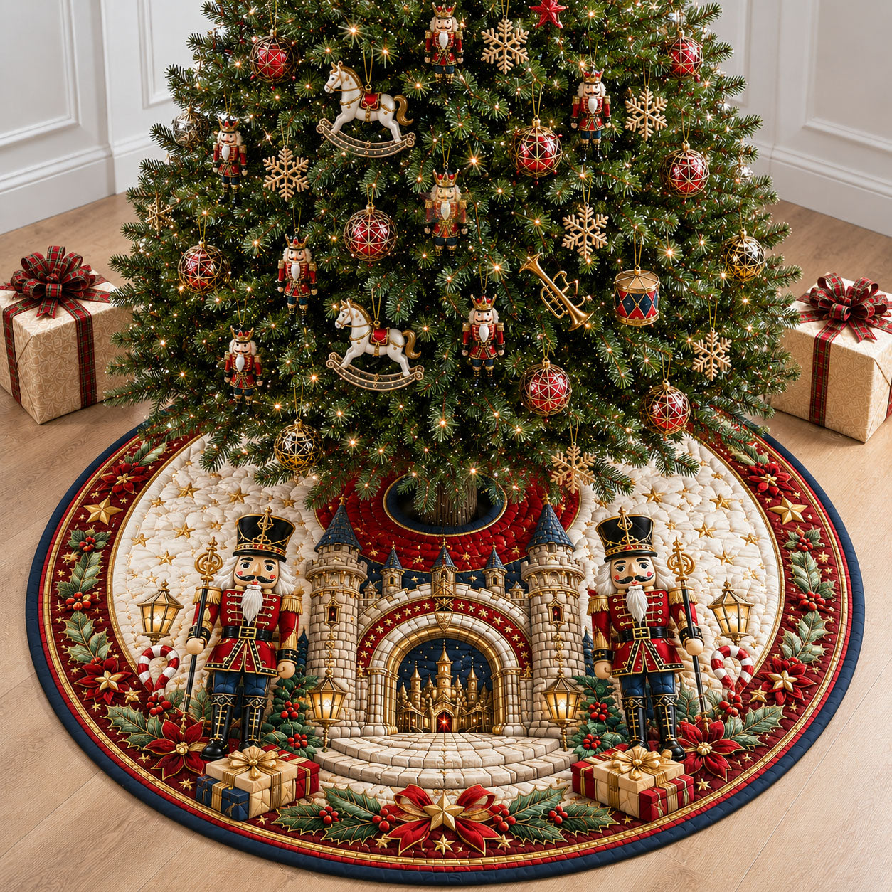 Royal Nutcracker Castle Entrance Quilted Tree Skirt GFTOHNL2299