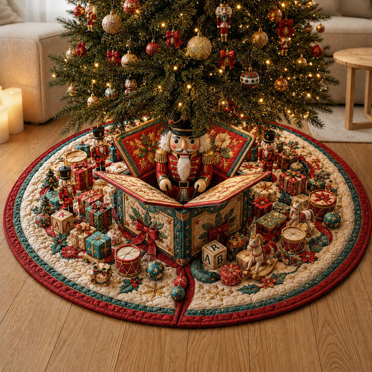 Nutcracker Storybook Christmas Box Quilted Tree Skirt GFTOHNL2305
