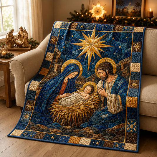 Holy Family Under The Guiding Star Quilted Blanket GFTOHNL2306