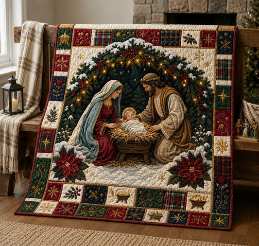 Silent Night Holy Family Quilted Blanket GFTOHNL2309