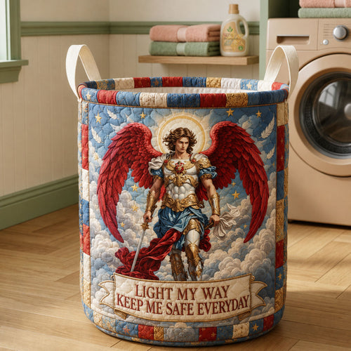 Saint Michael Light My Way Quilted Laundry Basket GFTOHNL2313