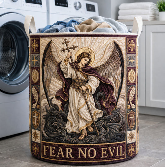 Saint Michael Fear No Evil Quilted Laundry Basket GFTOHNL2315