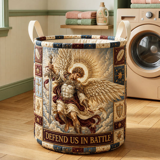 Saint Michael Heavenly Protector Quilted Laundry Basket GFTOHNL2318