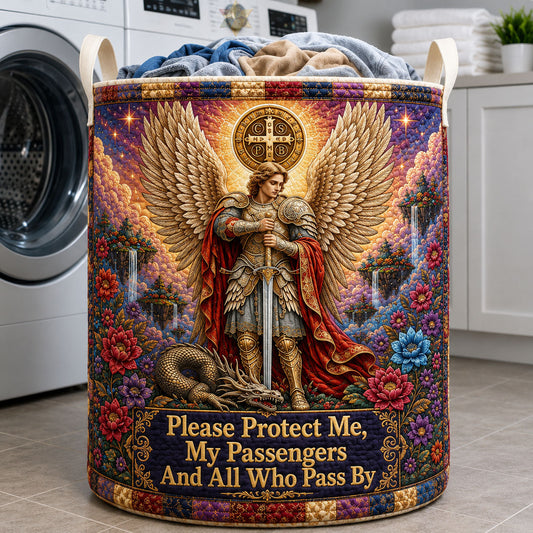 Saint Michael Guardian Of Travelers Quilted Laundry Basket GFTOHNL2319