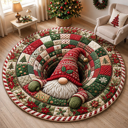 Gnome Yuletide Patchwork Portal Quilted Round Mat GFTOHNL2342