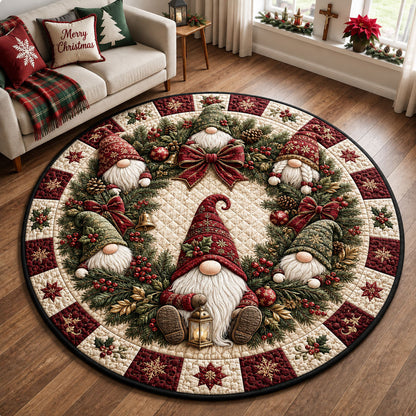 Gnome Wreath Gathering Quilted Round Mat GFTOHNL2343