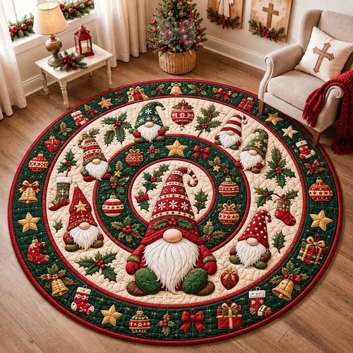 Yuletide Gnome Parade Quilted Round Mat GFTOHNL2347