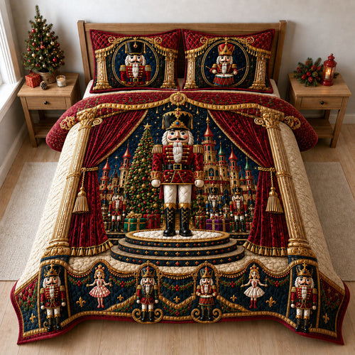 Royal Nutcracker Celebration 3-Piece Quilted Bedding Set GFTOHNL2349