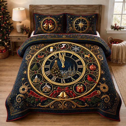 Christmas Midnight Countdown 3-Piece Quilted Bedding Set GFTOHNL2351