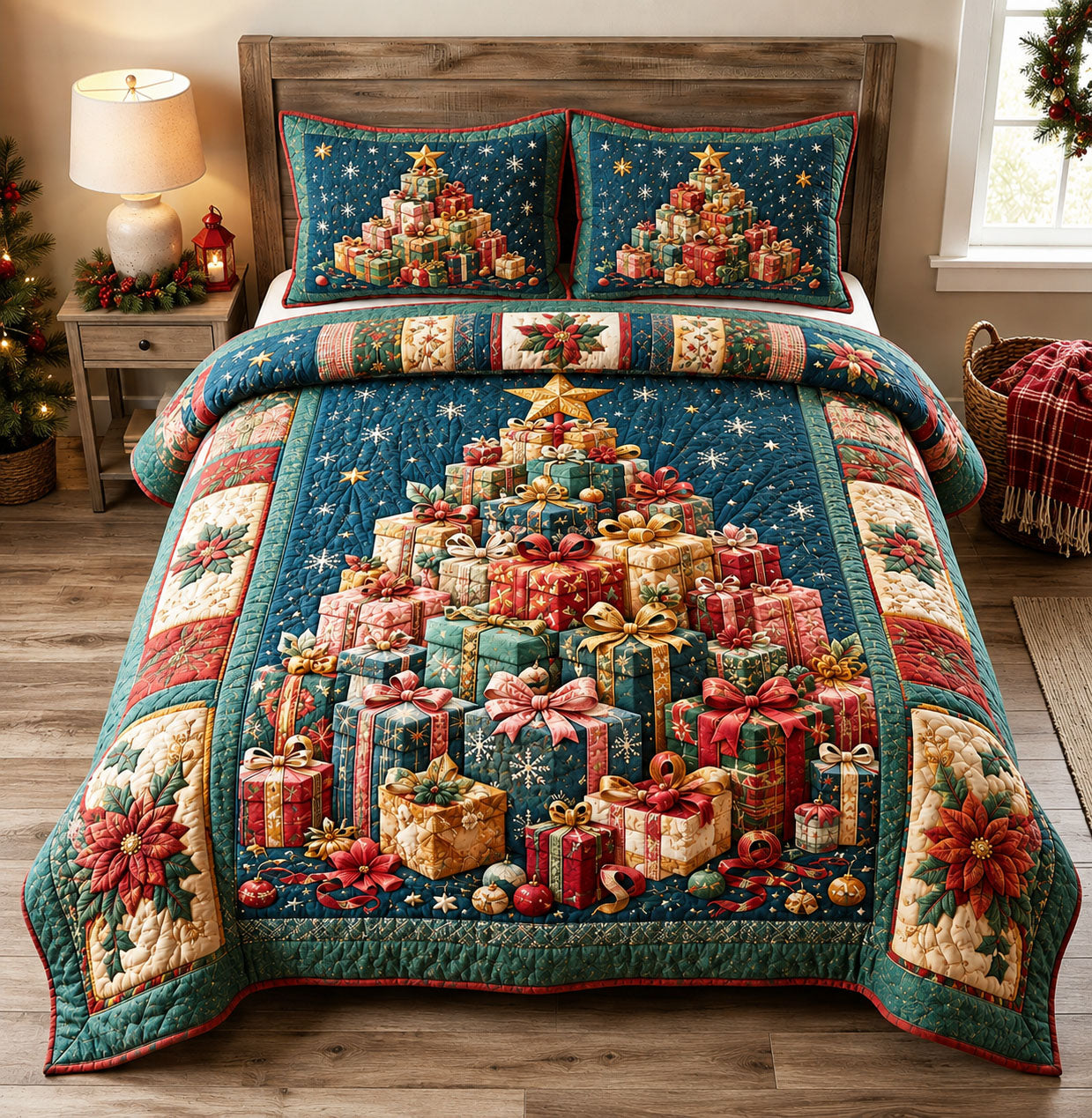 Gifts Of Christmas Joy 3-Piece Quilted Bedding Set GFTOHNL2353