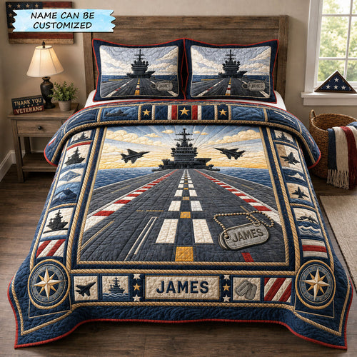 Flight Deck Of Honor 3-Piece Quilted Bedding Set QTCUZ GFTOHNL2384