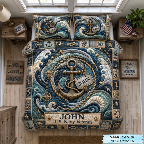 Anchor Of Valor 3-Piece Quilted Bedding Set QTCUZ GFTOHNL2386