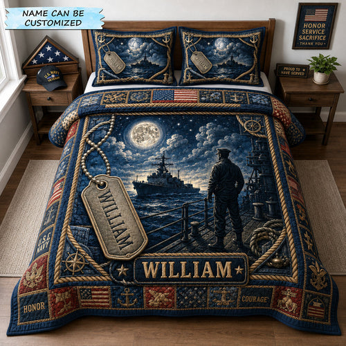 Midnight Watch USA Veterans 3-Piece Quilted Bedding Set QTCUZ GFTOHNL2388
