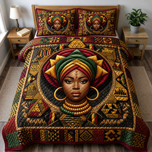 Tribal Afro Queen 3-Piece Quilted Bedding Set GFTOHNL240