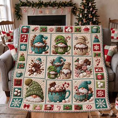Sweet Gnome Hot Cocoa Patchwork Quilted Blanket GFTOHNL2400