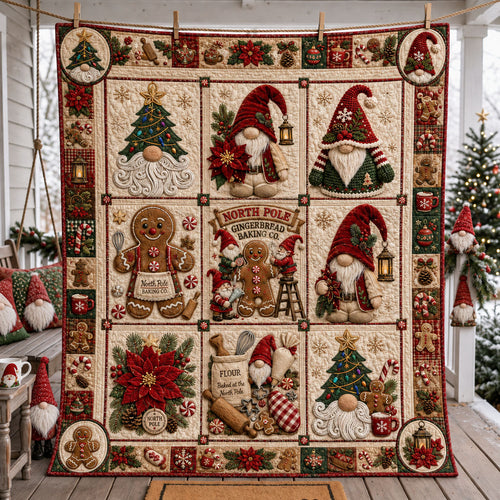 North Pole Gingerbread Bakery Quilted Blanket GFTOHNL2402