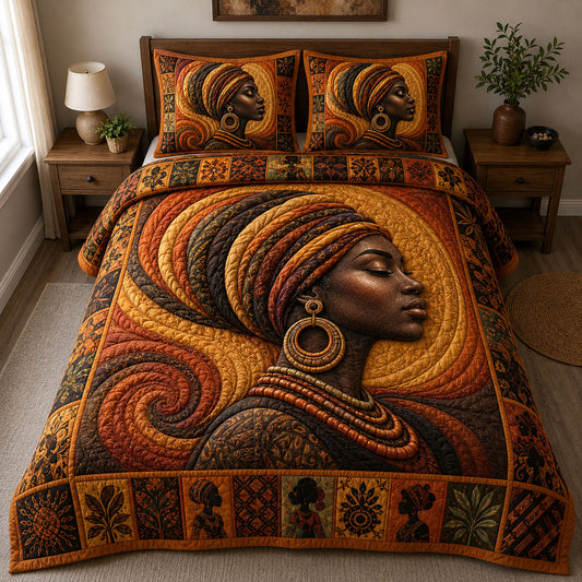 Golden Profile Black Queen 3-Piece Quilted Bedding Set GFTOHNL242