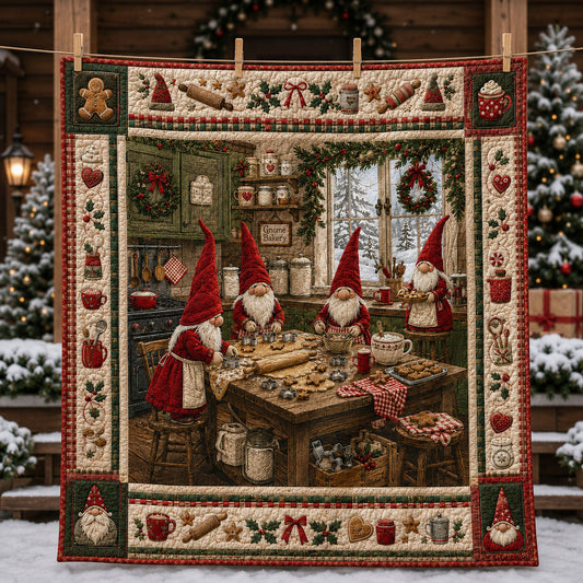 Gnome Bakery Christmas Workshop Quilted Blanket GFTOHNL2426
