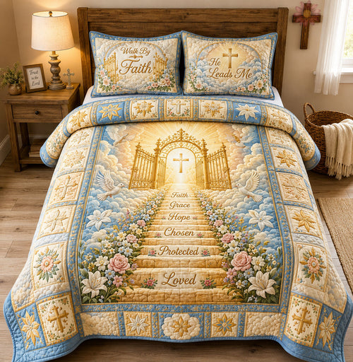 Christian Walk By Faith 3-Piece Quilted Bedding Set GFTOHNL2427