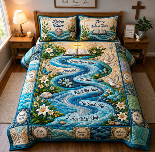 Christian Living Water Journey 3-Piece Quilted Bedding Set GFTOHNL2428