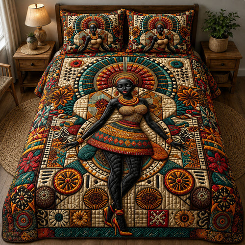 African Goddess 3-Piece Quilted Bedding Set GFTOHNL243