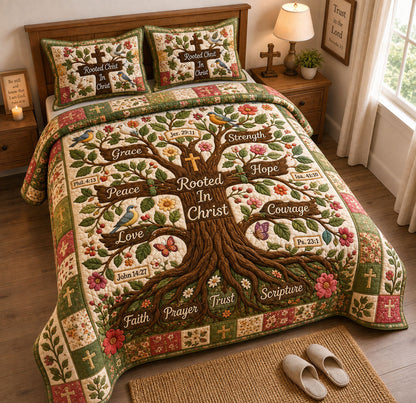 Christian Rooted In Christ 3-Piece Quilted Bedding Set GFTOHNL2430