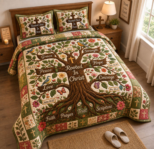 Christian Rooted In Christ 3-Piece Quilted Bedding Set GFTOHNL2430